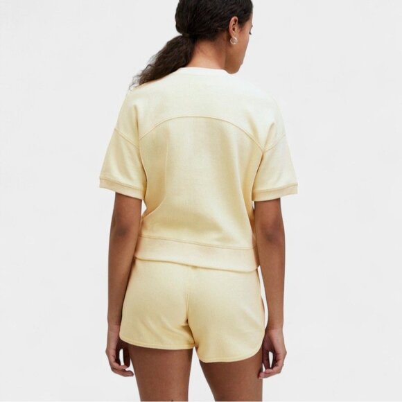 Madewell Muscle Tee & Shorts Set Daffodil yellow XS Comfy Athleisure Lounge NWT - Picture 2 of 14